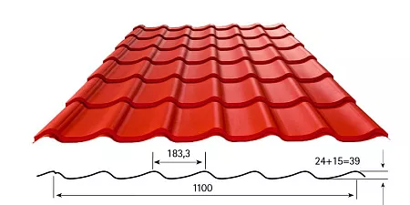 Металлочерепица Weckman Marette Тип 4/1100 (тип Монтеррей) 